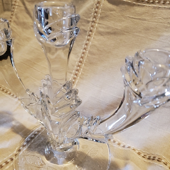 CRYSTAL CANDLEHOLDERS PAIR DUNCAN MILLER #14 GRANDEE TRIPLE LIGHT CANDELABRA - Picture 7 of 11